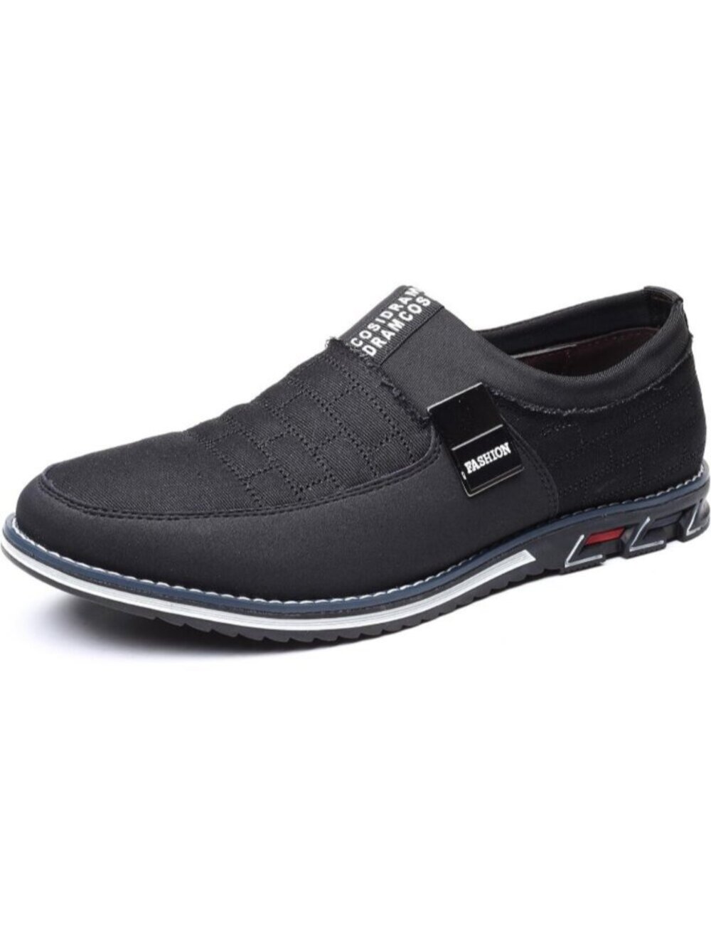 Men's Black Grid Textured Two-tone Flexible Business Derby Oxfords Dress Sneaker